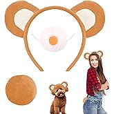 Bear Costume Accessories Set Animal Ears Headband Tail Nose Cartoon Cosplay Prop Kit 101 Day Christmas Dress up Party