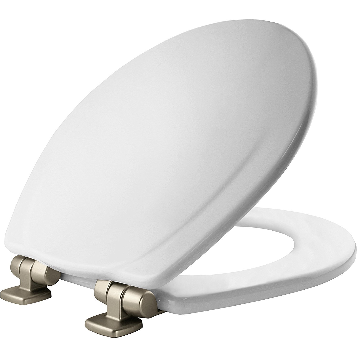 Mayfair Molded Wood Toilet Seat featuring SlowClose, STATITE Seat Fastening System and Brushed