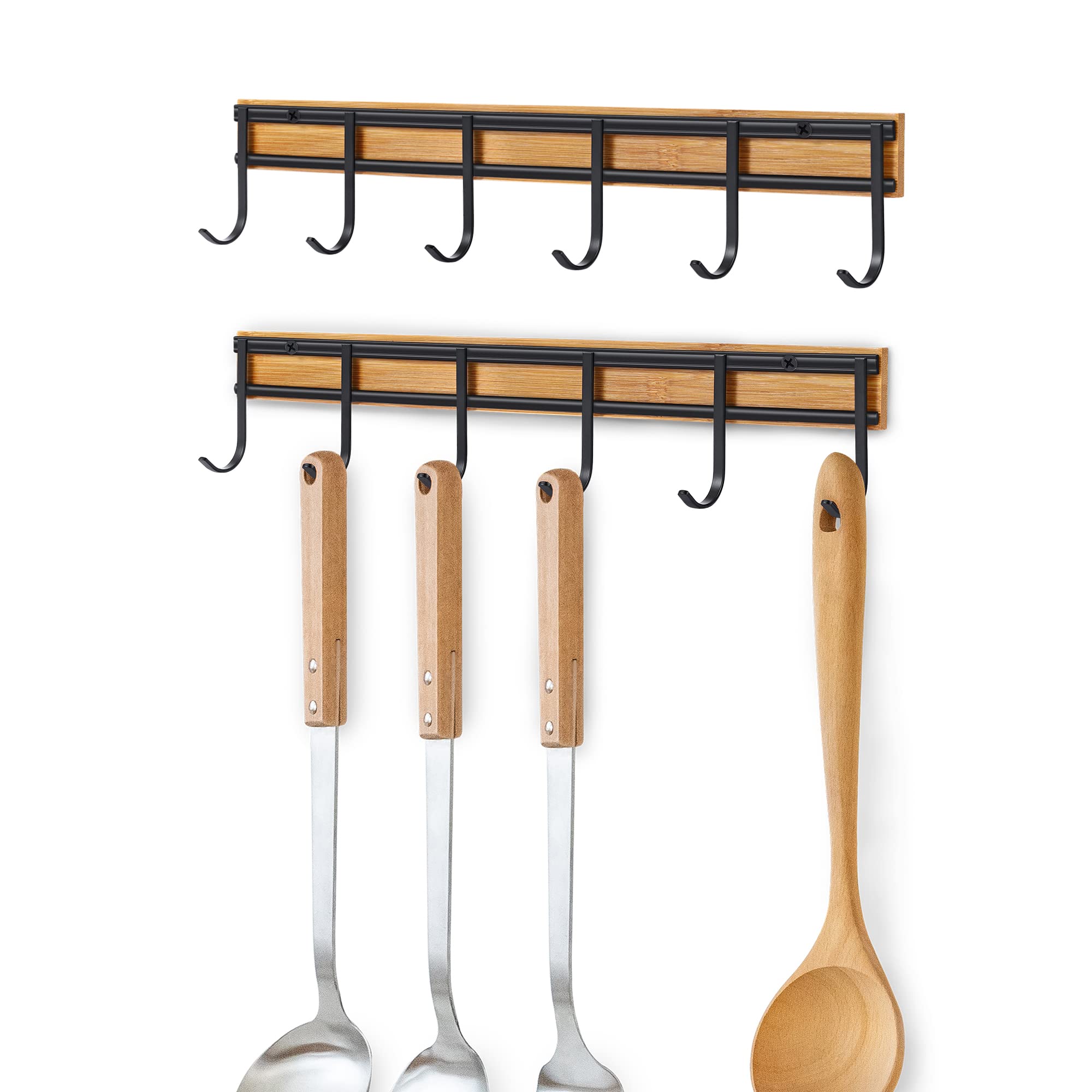 Photo 1 of Kitchen Utensil Hanger, Wall Mout Kitchen Utensil Holder Organizer Rack with 6 Hooks, 2 Set Kitchen Wall Hooks for Hanging Utensils