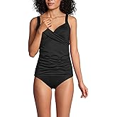 Lands' End Womens Sweetheart Wrap Underwire Tankini Top Black Regular 16
