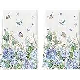 Artoid Mode Hydrangea Butterfly Grass Spring Kitchen Towels Dish Towels, 18x26 Inch Farmhouse Summer Decoration Cleaning Set of 2
