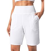 Cyasundent Women's 6"/9" Bermuda Shorts with Zipper Pocket High Waisted Shorts for Women Casual Walking Yoga Workout