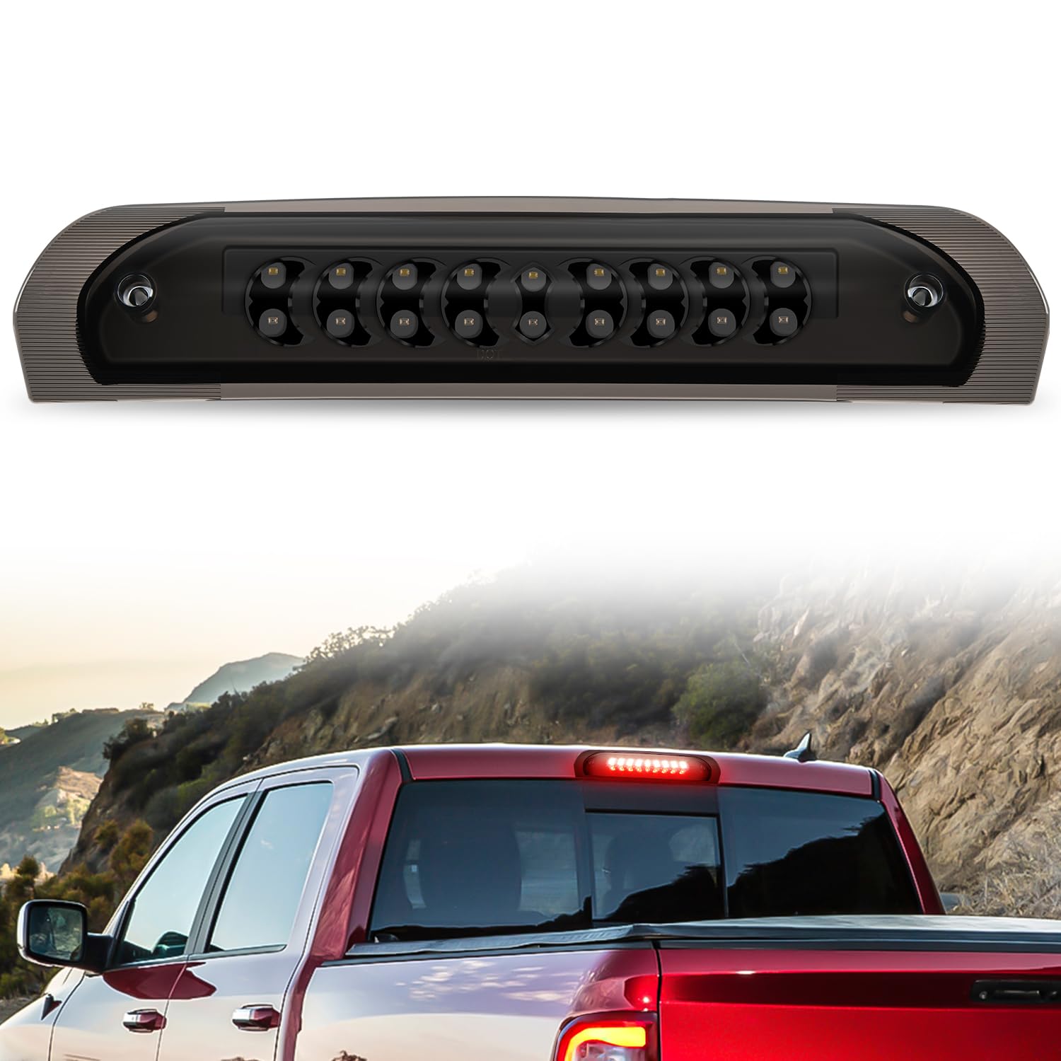 LED Third Brake Light For 2002-2009 RAM 1500 2500 3500, Smoked Lens, Cargo Lamp