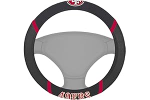 FANMATS - 15042 NFL San Francisco 49ers Embroidered Steering Wheel Cover, Black, Universal 15" Diameter