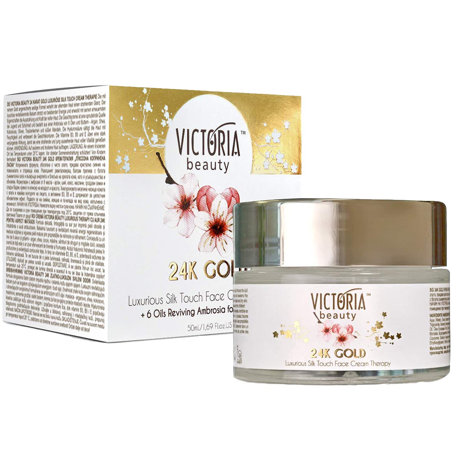 Victoria Beauty 24K Gold Luxurious Silk Touch Face Cream Therapy - Ideal Anti-Aging Moisturiser for an Ever-Youthful Skin, 50ml