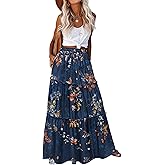 Zeagoo Womens Casual Maxi Skirts for Women 2026 High Waist Boho Skirts Floral Printed Long Flowy Skirt with Pockets
