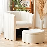 COLAMY Upholstered Sherpa Barrel Accent Chair with