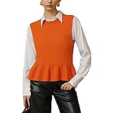 Zontroldy Women's Sleeveless Ruffle Hem Sweater Vest Lightweight Round Neck Knit Pullover Tank Tops
