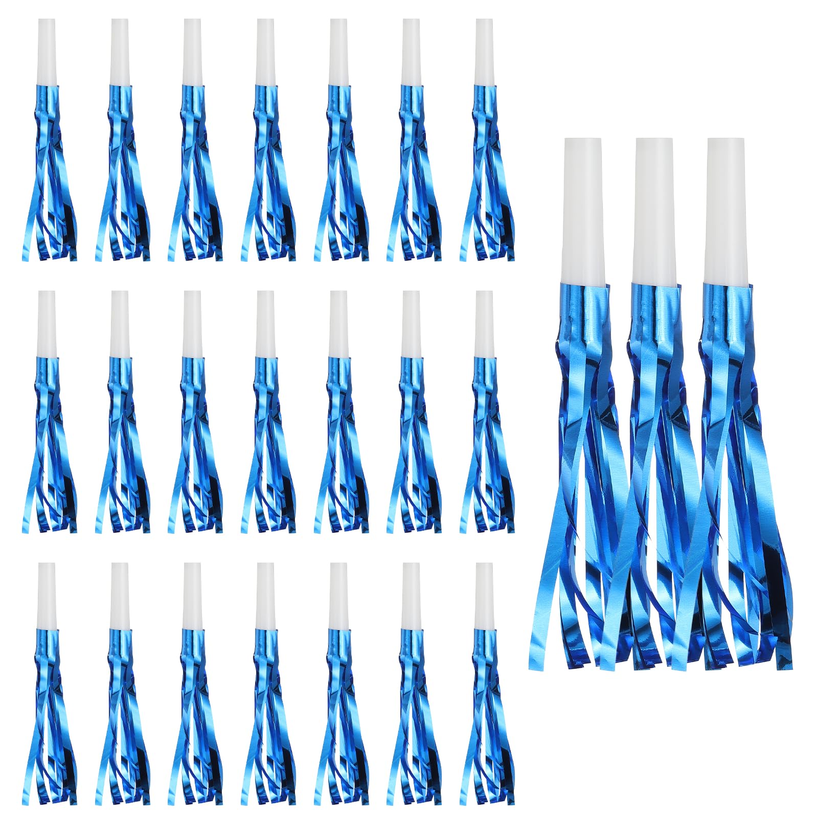 sourcing map 24 Pcs Fringed Noise Makers, Metallic Fringe Party Blowers Party Favors for Sports Events Birthday Parties Graduation Ceremonies Christmas New Year Gift Decorations, Blue — image 1