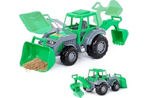CO-T Excavator Toy for Boys - Backhoe Toy for Toddlers - Toy Bulldozer for Toddler - Toy Backhoe Sand Truck - Sandbox Toys by Polesie - Green Excavator Beach Toy