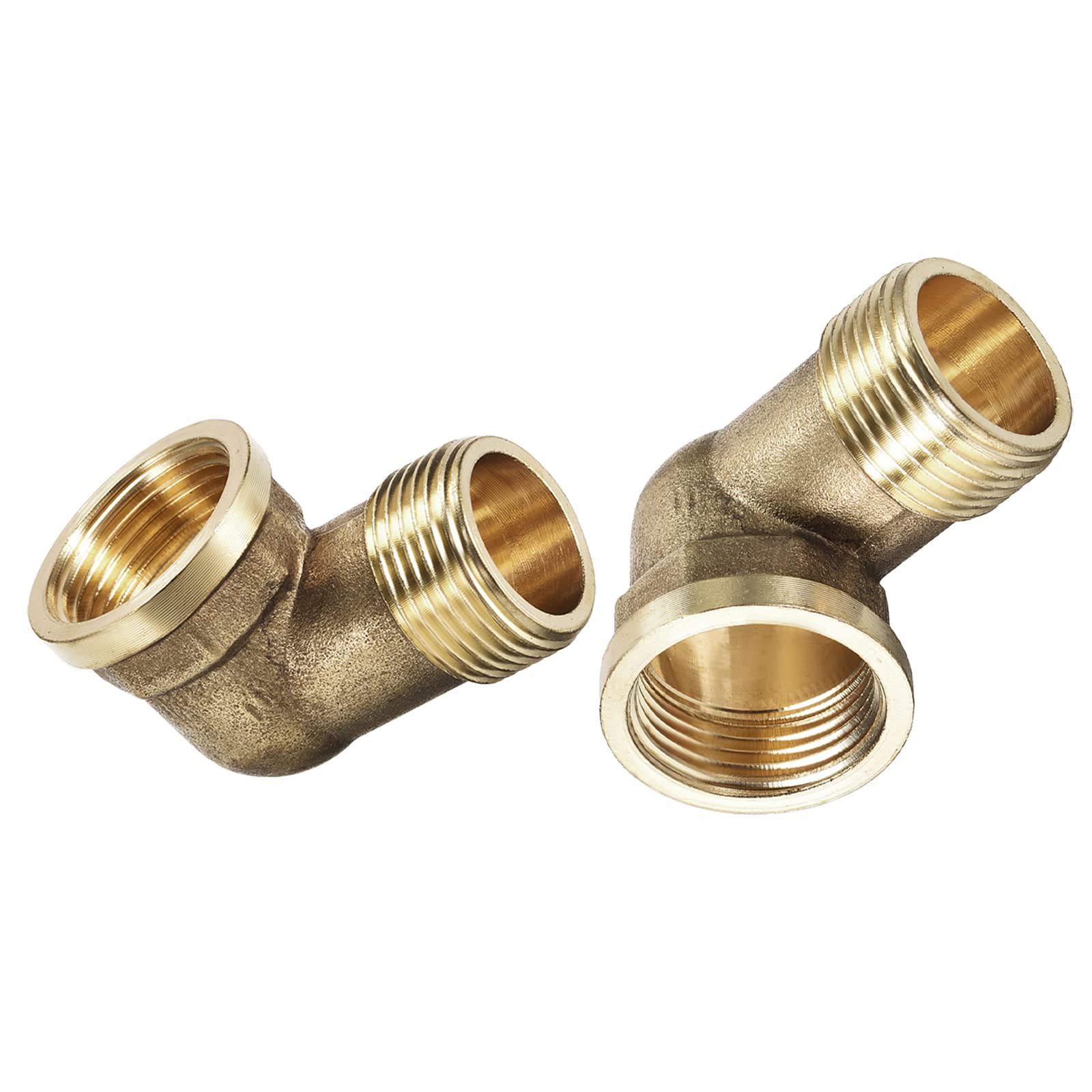 DTGN 3/4 BSP x 3/4 BSP(Male x Female) 90 Degree Elbow Pipe Fitting - 2Pack - Good for Water Pipe System - Brass Tube Fittings - Gold Tone