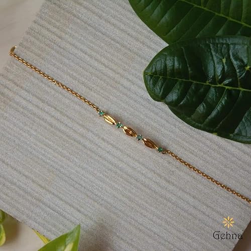 18k (750) Yellow Gold and Emerald Bracelet for Women
