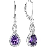 TIMFROZ Infinity Earrings 925 Sterling Silver Teardrop Dangle Drop 5A Cubic Zirconia Earrings Birthstone for Women Birthday Christmas Jewelry Gift