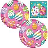 Easter Egg Party Supplies | Tableware Bundle for 16 Guests in Happy Eggster Design - Dessert Plates & Beverage Napkins
