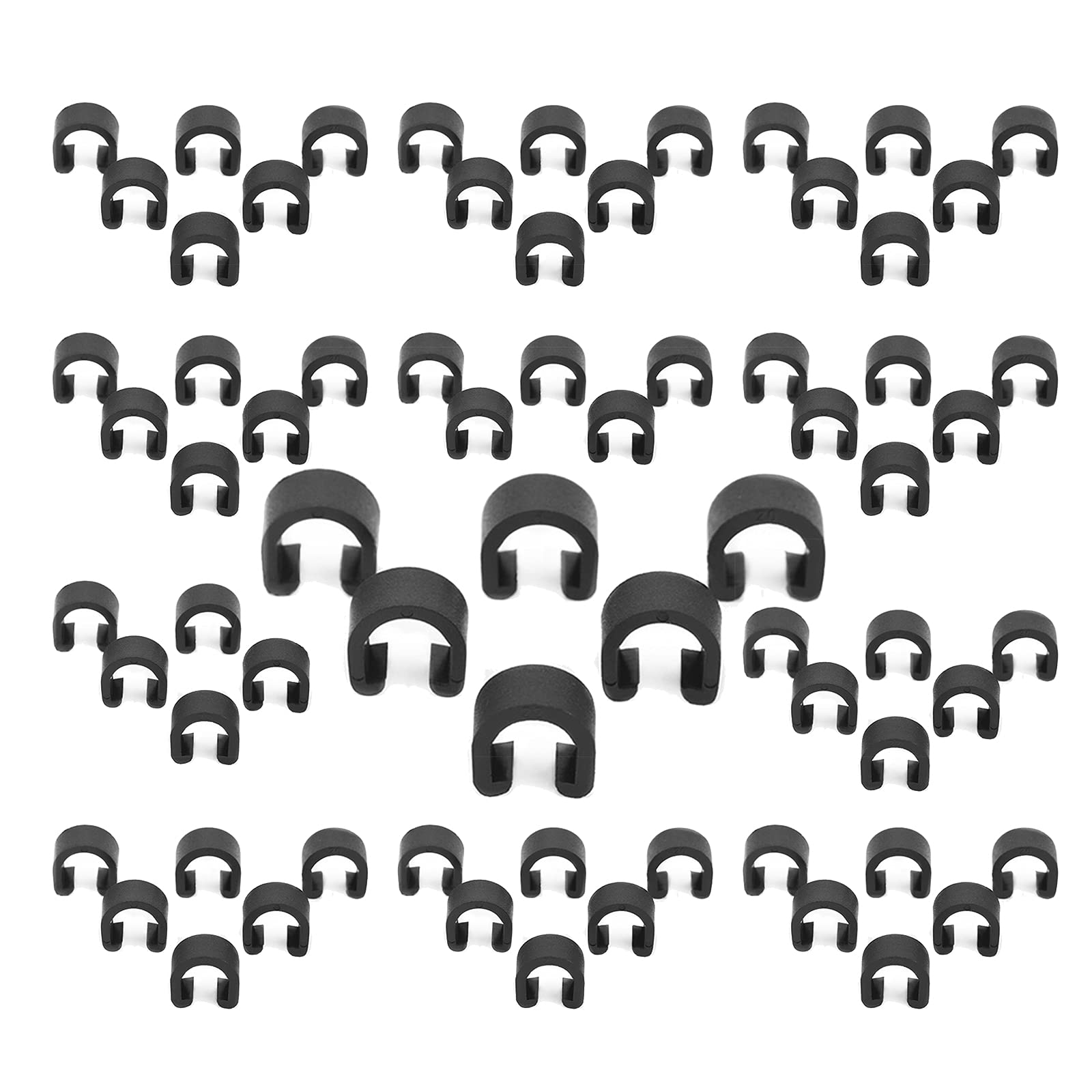 XHBTS 100 Pcs Black Bicycle C-Clips Clamps, Road Bicycle Mountain Bike C Clips Housing Hose Guide Clamps, for Brake Derailleur Shift Cables