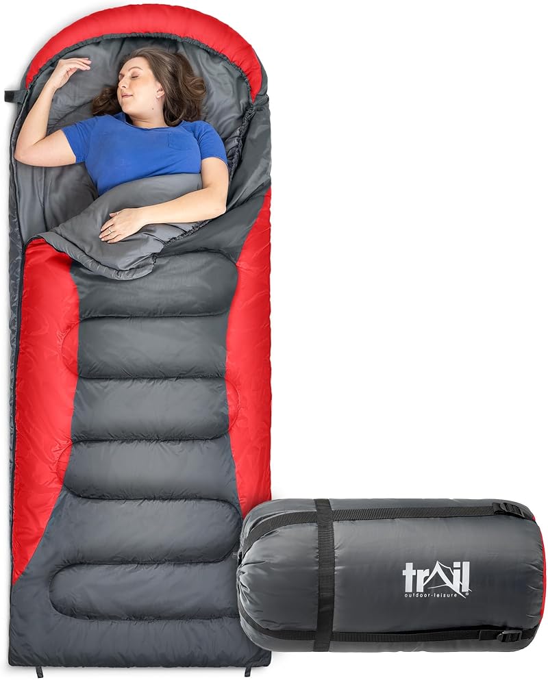 Trail Alpine 250 XL Hooded Sleeping Bag 230x100cm Red