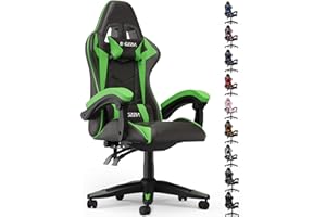 Bigzzia Gaming Chair, Computer Game Chair with Lumbar Support, Comfortable Video Game Chairs for Adults Kids, Racing Style Gamer Chair with 360°-Swivel Seat and Headrest