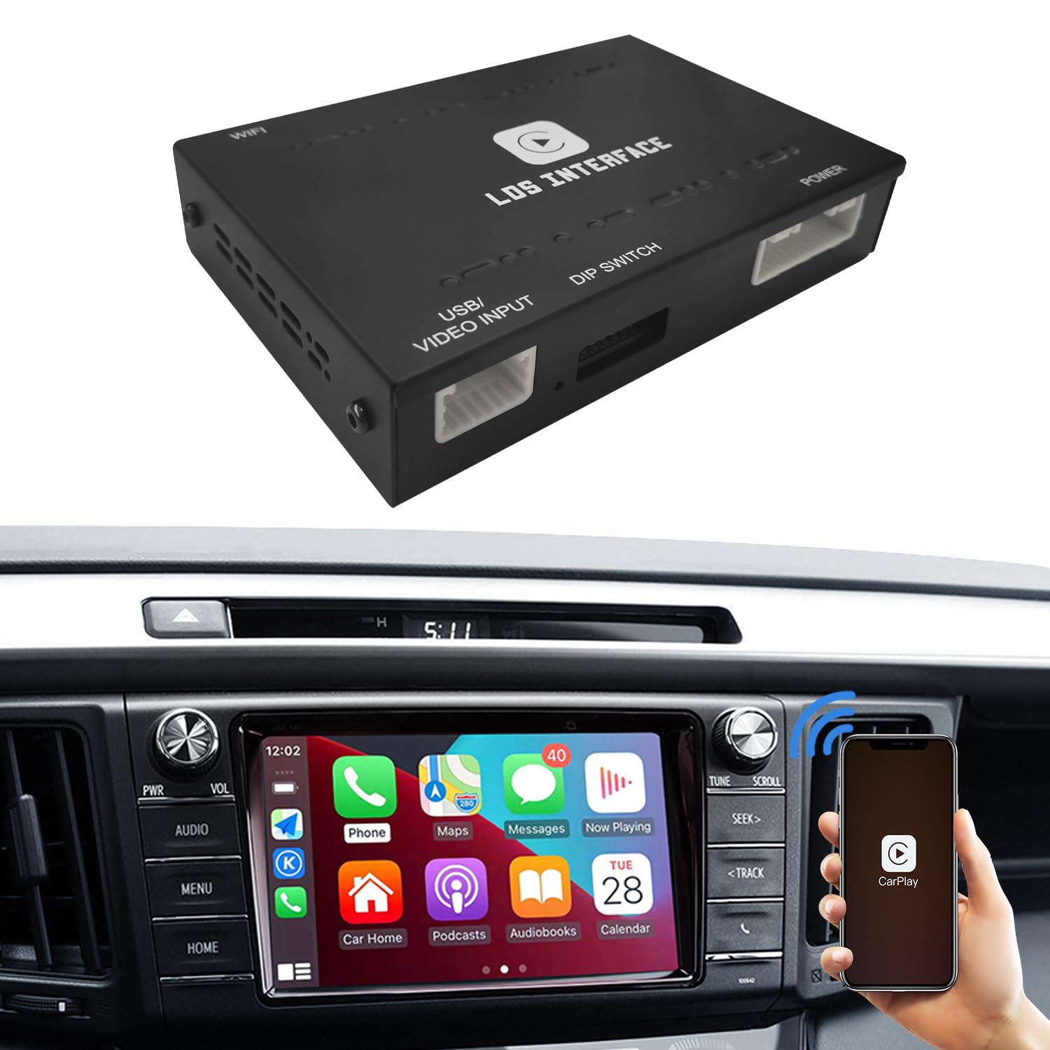 Photo 1 of Leadsign Wireless CarPlay Adapter for Toyota | Compatible with Tacoma, Tundra, Highlander, RAV4, 4Runner (2014-2019) | Supports Navigation, Music Playback, Mirroring, Camera & Original Car Functions