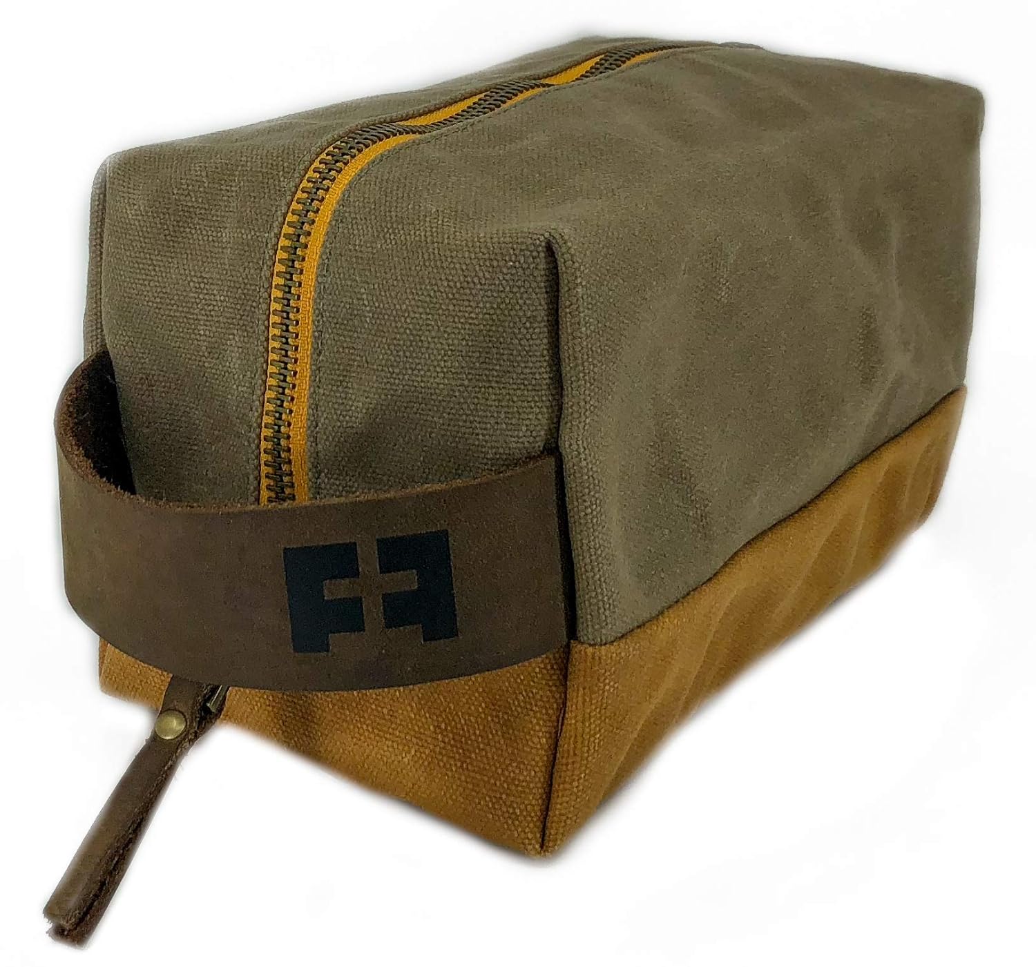 the DOPP KIT | durable waxed cotton canvas toiletry bag with leather handle (SandDune)