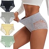 Yisica Lace Cotton Women Underwear Soft Briefs High Waisted Breathable Sexy Panties