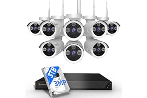 SMARTSF Wireless Security Camera System, 10CH 5MP NVR with 8 3MP Cameras, 3TB HDD, Night Vision, Motion Detection, Indoor/Outdoor Video Surveillance, Free App (3MP-3TB Hard Drive-8 Cam)
