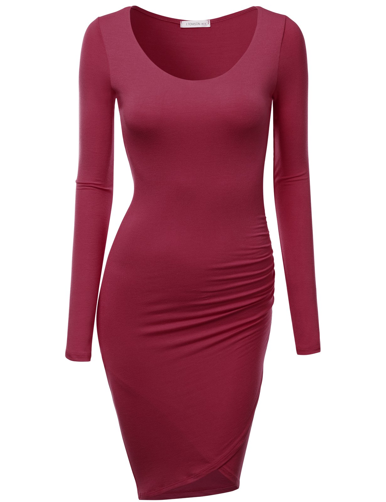 knee length dresses for ladies Wine V Neck Ruched Bodycon Midi Dress  AX Paris