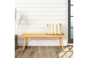 Plank+Beam Mid-Century Double Wood Entryway Bench, Natural
