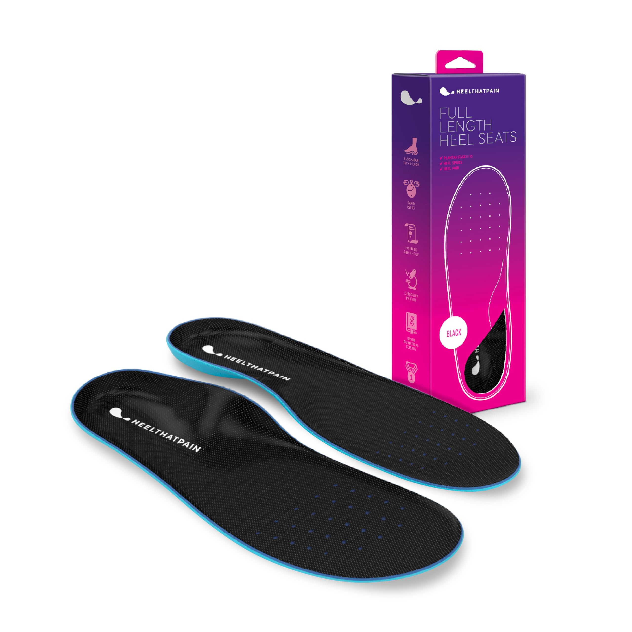 Heel That Pain Plantar Fasciitis Insoles | Full Length Heel Seats Foot Orthotic Inserts with Arch Support for Treating Heel Pain and Heel Spurs | Patented, Clinically Proven, 100% Guaranteed (Small)