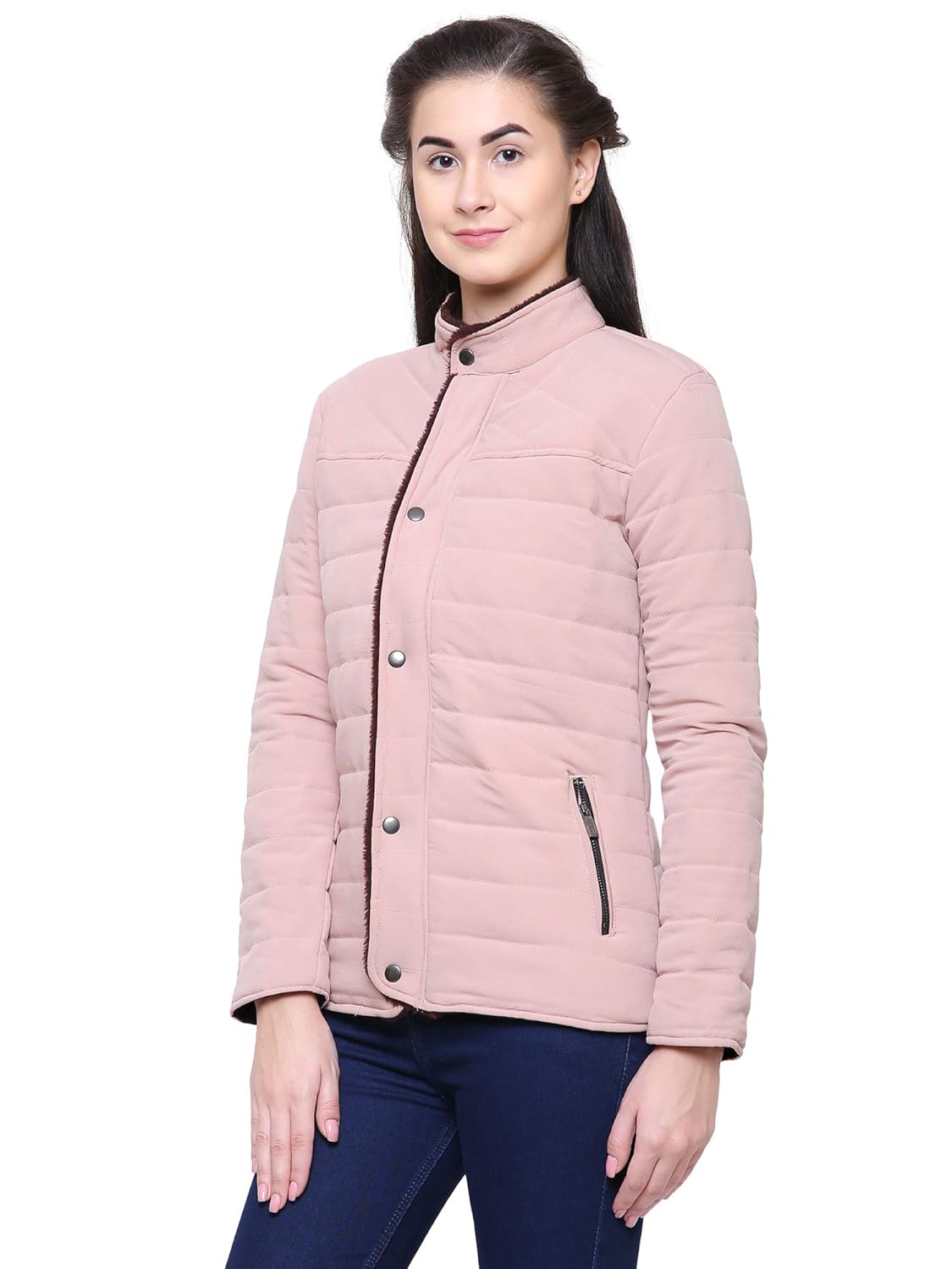 afania women's long sleeves blended bomber quilted jacket
