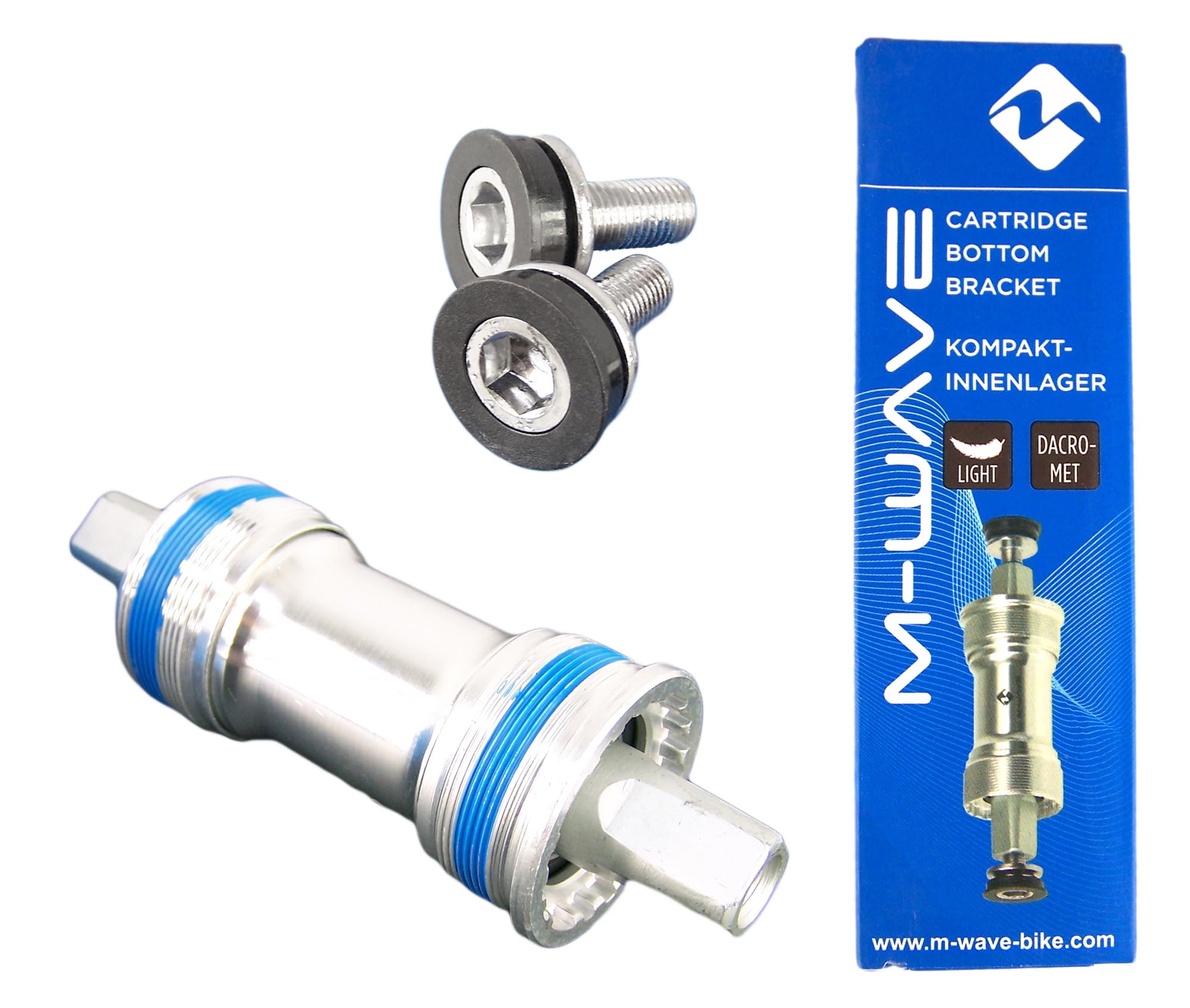 M-Wave Unisex Adult Carousel BB BSA SQ Compact Bottom Bracket, Silver/Blue