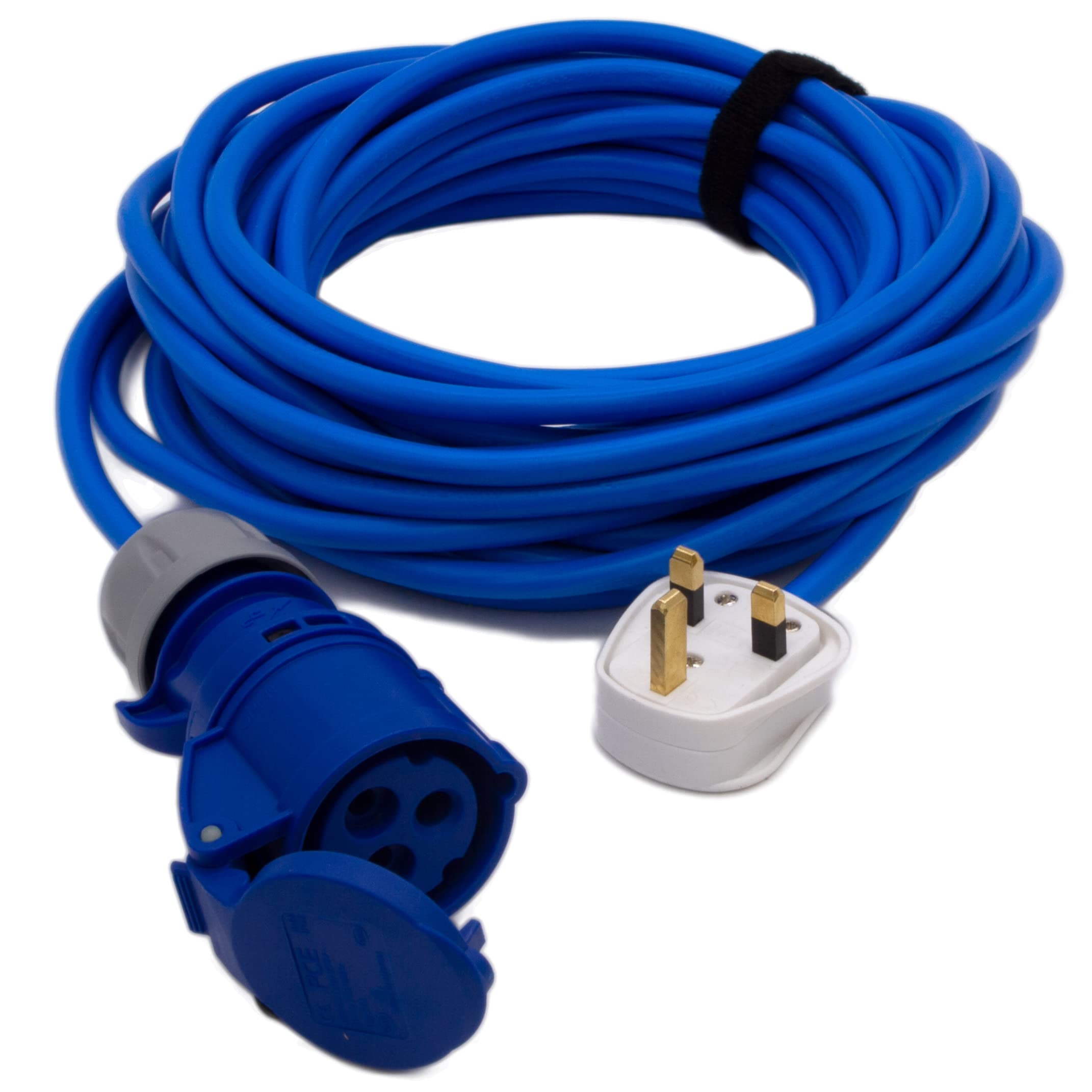 UK Made Mains Power 13Amp UK Plug to 16Amp IP44 240v Coupler Fly Lead (12 Metres)
