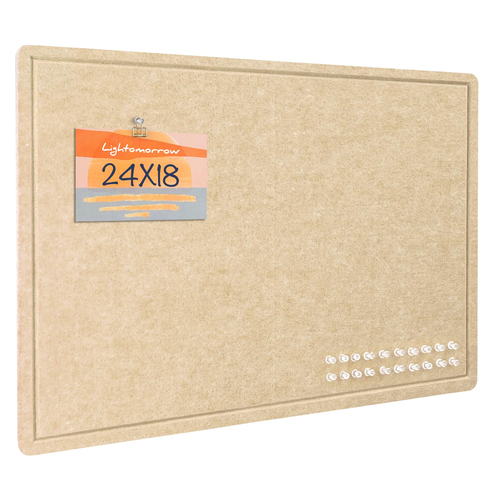 Photo 1 of Bulletin Board, 24 x 18 inches Decorative Felt Pin Board, Cork Board Alternative for Wall, Foldable Photo Board with 20 Pushpins - Beige Brown