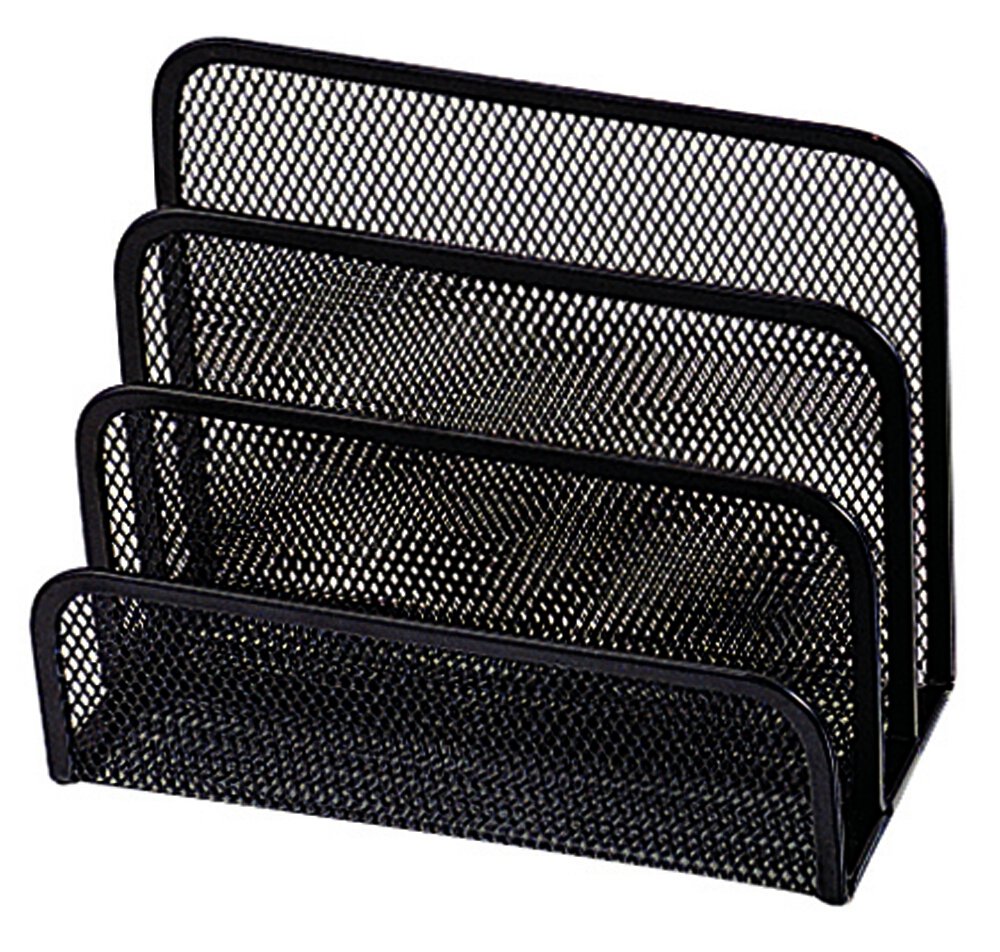 Desktop Mail Sorter Q-CONNECT Metal 3 Compartments Black/Presentation/Type-Desktop/Kind-for Mail/Material-Metal/Dividers-3 / Colour-Black/Size-N/D/Dimensions (mm)-170x135x83