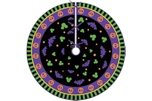 Fzbali Halloween Cartoon Mouse Christmas Tree Skirt 48 Inches Lace-up Tree Skirt, Funny Bat Skull Holiday Party Indoor Decoration Polka Dot Home Decor