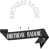 Geburtstags-Baddie Set – Schwarze Glitzerschärpe & Silberne Tiara Für Frauen & Mädchen, Party-Zubehör