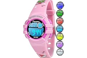 Facasu Kids Digital Watch for Girls Boys,Children's Waterproof Colorful Light UP Outdoor Sport Watch with Stopwatch Alarm-Kids Gifts for Girls Boys