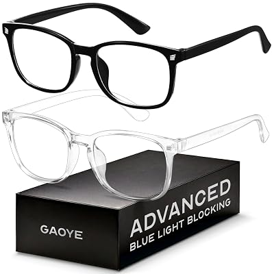 Gaoye Blue Light Blocking Glasses - Fashion Square Eyeglasses, Anti UV Ray Computer Gaming Glasses Blue Blockers for Women/Men