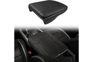 Muslogy Center Console Armrest Cover for Dodge Ram1500 2500 3500 2019-2025 Comfort Armrest Pad Arm Rest Cushion Vegan Leather Protector 1-Inch Extra Thick(Bucket Seat ONLY, NO Limited,Laramie)