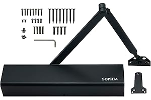 SOPHIA Door Closer Commercial Grade 1, Automatic Door Closer Heavy Duty, Fully Adjustable for 44-330LBS Doors, Auto Door Clos
