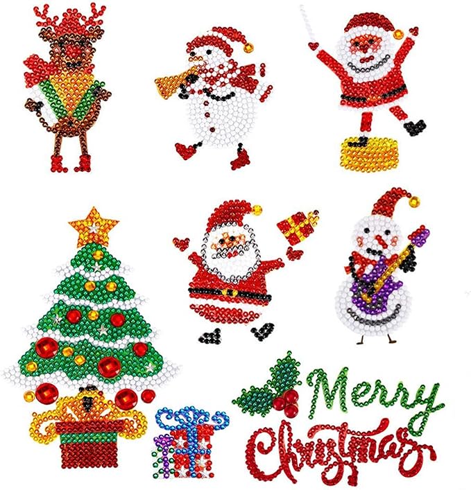 5D DIY Diamond Painting Stickers Kits for Kids, Cute Christmas Theme