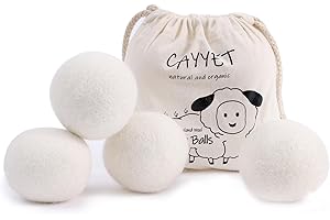 CAYYET Wool Dryer Balls 4-Pack,Dryer Balls Laundry Reusable Reduce Clothing Wrinkles, 100% New Zealand Wool, Chemical-Free Fabric Softener, Dries More evenly, Quicker Drying time…
