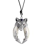 HAQUIL Wolf Tooth Pendant Necklace, Norse Viking Wolf Head Necklace Punk Animal Jewelry Gift for Men