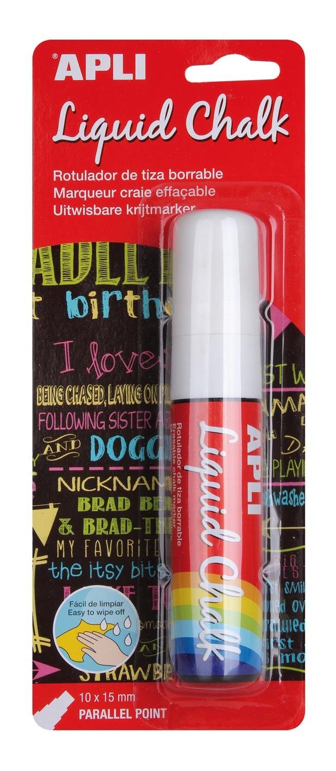 Apli 10 x 15 mm Parallel Tip Liquid Chalk Marker - White