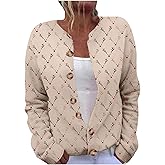 Christmas Cardigans for Women Plus Size Knitted Fun Graphic Printed Long Sleeve Jackets Loose Button Down Comfy Tops Jackets