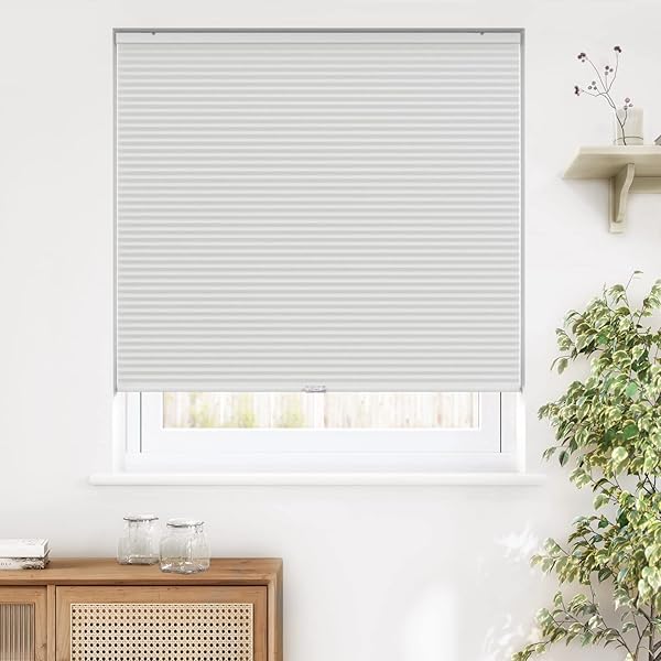LAZBLINDS CORDLESS CELLULAR SHADES, BLACKOUT PRIVACY HONEYCOMB SHADES FOR HOME, THERMAL INSULATION NOISE REDUCTION BLINDS FOR WINDOWS, 26” W X 64” H, WHITE