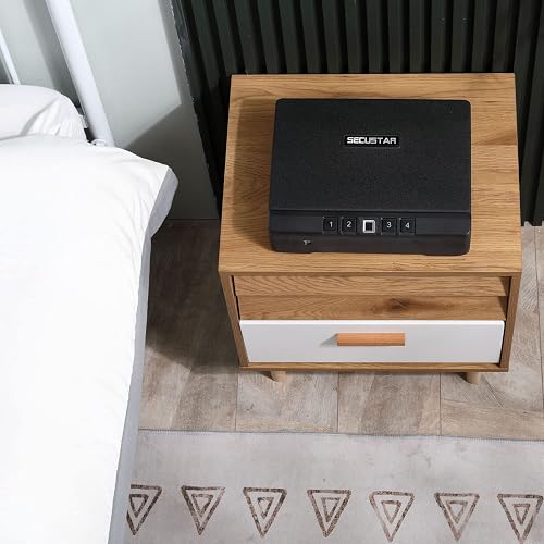 SECUSTAR XL2 Biometric Gun Safe For 2 Pistols - Fireproof, Waterproof, With Fingerprint & Keypad - Nightstand & Travel