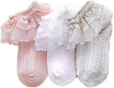 baby socks with lace trim