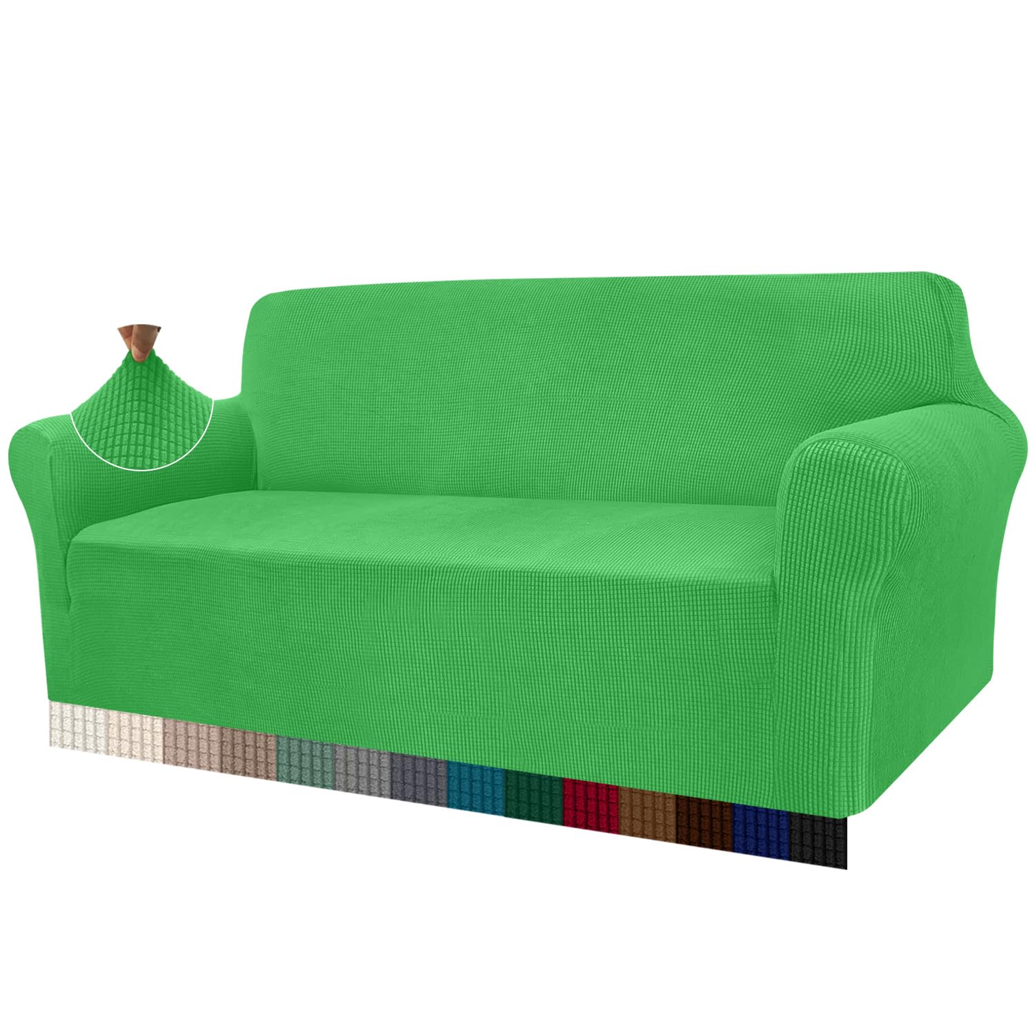 Granbest High Stretch Sofa Covers 3 Seater Super Soft Stylish Couch Covers for Dogs Pets Cats Jacquard Spandex Non Slip Sofa Slipcover for Living Room Furniture Protector (3 Seater, Avocado Green) — image 1