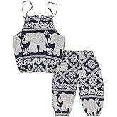 Baby Girls Boho Elephant Tops Harem Pants 2 Piece Outfits