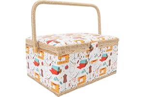 Large Sewing Basket, Professional Vintage Sewing Box with Removable Tray, Sewing Storage Bag, Sewing Organizer, Sewing Kit St